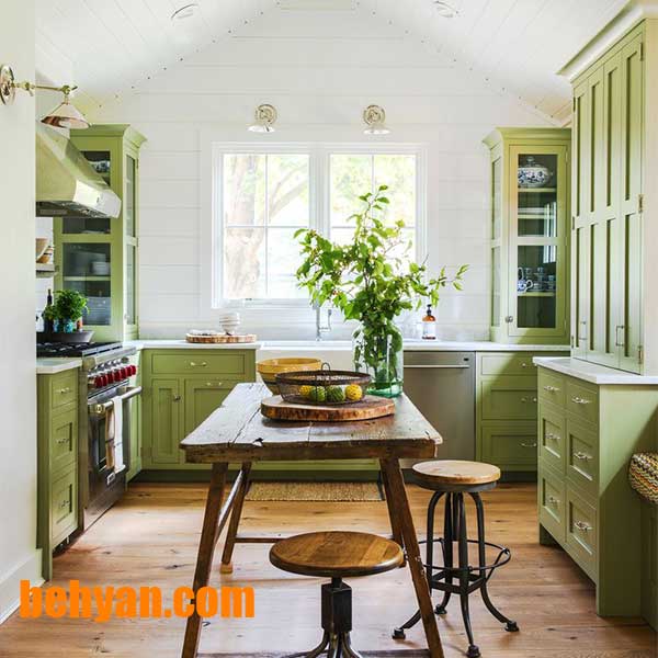 آشپزخانه های سبز با رنگ طبیعت