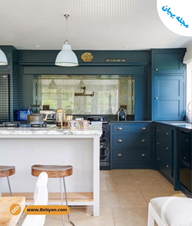دکوراسیون آشپزخانه با رنگ آبی
